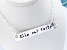 Load image into Gallery viewer, &quot;Elle Est Forte&quot;  Sterling Silver Horizontal Bar Necklace
