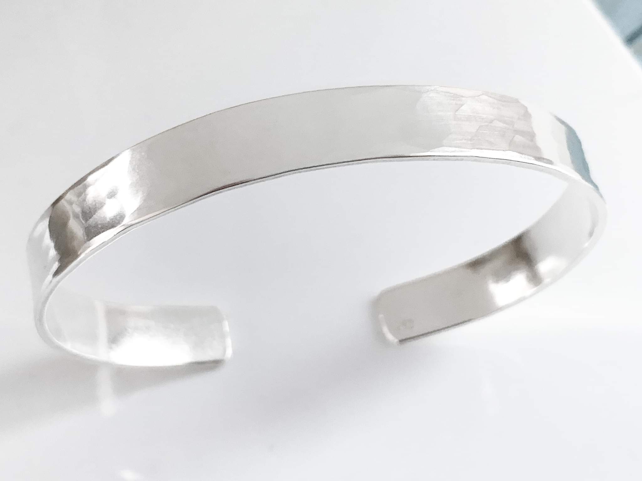 Statement Hammered Cuff Bracelet in Sterling Silver