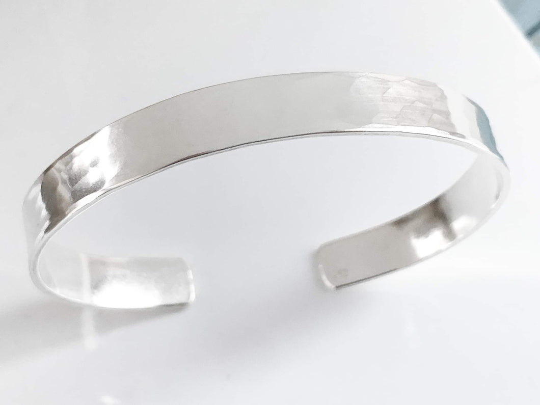 Men's Handmade Hammered Sterling Silver Cuff Bracelet
